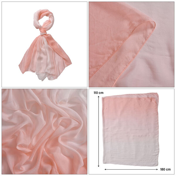 LA MAREY Ombre Chiffon Seiden Schal, Weiß image number 5