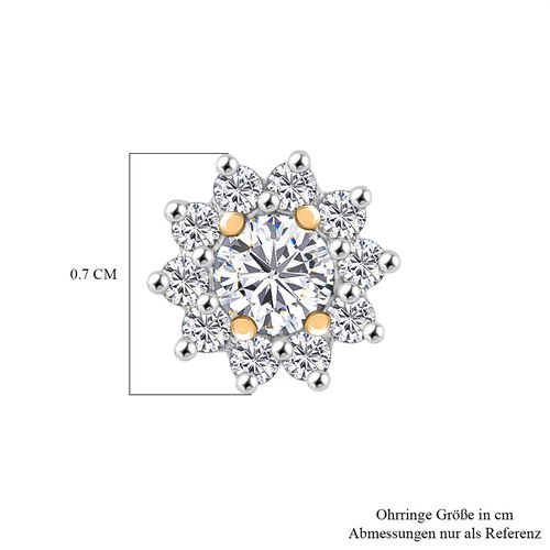 LUXURIANT DIAMOND- SI Labor Diamant Halo Ohrringe, 925 Silber 750 Gelbgold Vermeil - 0,50 ct. image number 5
