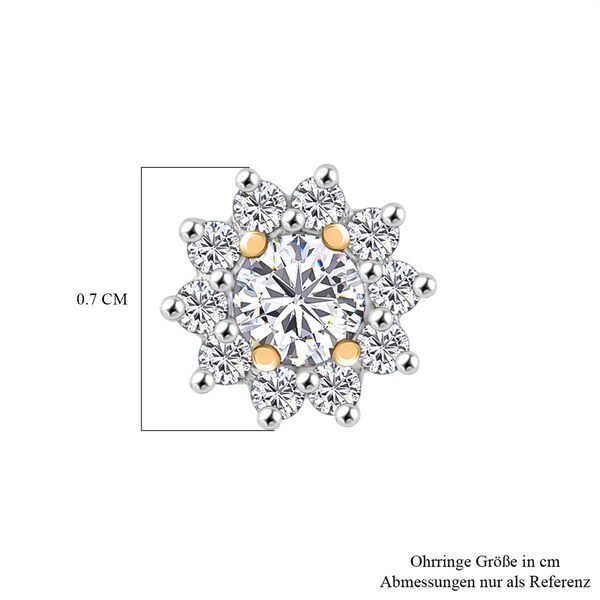 LUXURIANT SI Labor Diamant Halo Ohrringe, 925 Silber 750 Gelbgold Vermeil - 0,50 ct. image number 5