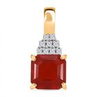 AAA Mexikanischer Purpurroter Feuer Opal, Weißer Diamant Anhänger 585 Gold ca. 1,40 ct.