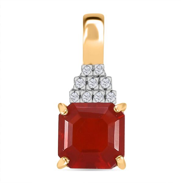 AAA Mexikanischer purpurroter Feueropal und Diamant Anh&auml;nger in 585 Gold - 1,40 ct.