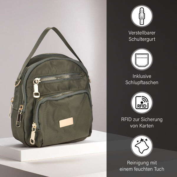 Kompakte Umh&auml;ngetasche mit verstellbarem G&uuml;rtel und RFID Schutz, Gr&uuml;n image number 3