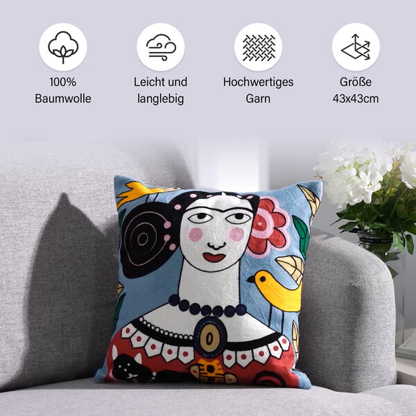 Besticktes Kissenbezug mit Reißverschluss, Frida Kahlo image number 8
