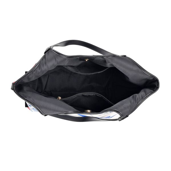 LA MAREY Brokat Handtasche aus Seide und Echtleder, 34x35x11,5cm, Wei&szlig; mit mehrfarbigen Blumen image number 5