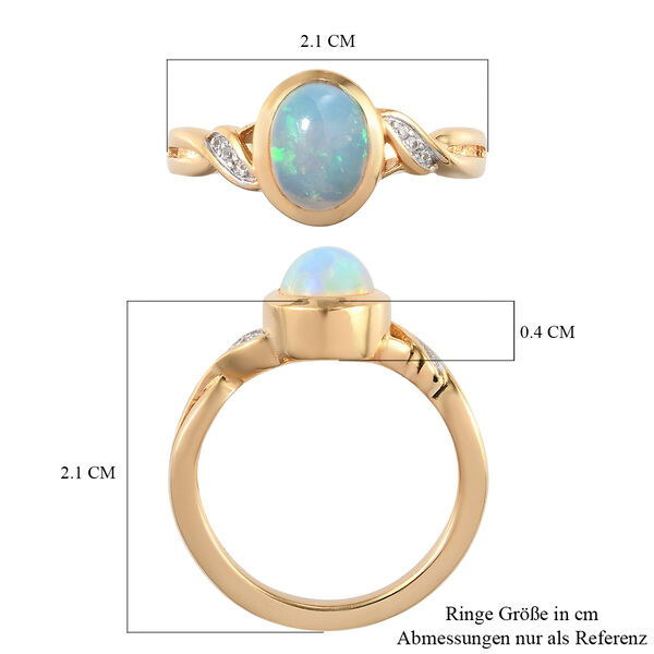 Natürlicher, äthiopischer Opal und Zirkon-Ring, 925 Silber vergoldet  ca. 0,84 ct image number 7