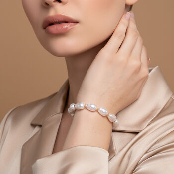 Flexibles, rosa Muschelkernperle Armband