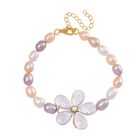 Keshi Perle, Mehrfarbige Süßwasser Perle Armband ca. 18 cm+ 5 cm Extender, 925 Silber vergoldet