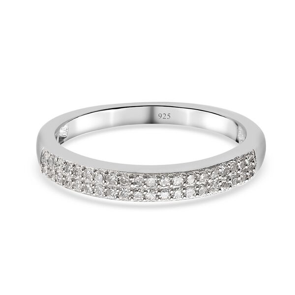 Diamant Half Eternity Ring 925 Silber Platin-Überzug image number 5