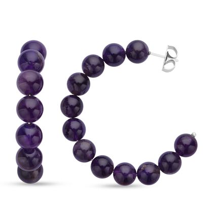 Afrikanische Amethyst Creolen, 316L Edelstahl ca. 95.00 ct