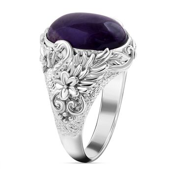 Royal Bali - Afrikanischer Amethyst Ring, 925 Silber, (Gr&ouml;&szlig;e 17.00), ca. 12.00 ct