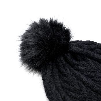 2-tlg. Set Schal und M&uuml;tze, schwarz