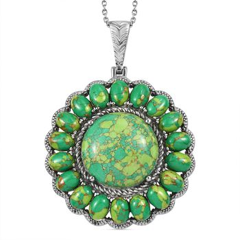 Gr&uuml;ner T&uuml;rkis Anh&auml;nger mit 50cm Kette - 32,83 ct.