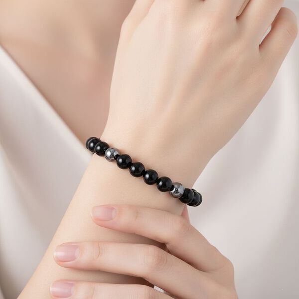 Terahertz, Schwarzer Glasachat Armband Flexibles (ca. 18 cm) ca. 125,00 ct. image number 2