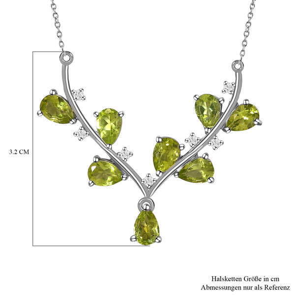 Nat&uuml;rliches Peridot, wei&szlig;es Zirkon Collier, ca. 45 cm, 925 Silber platiniert, ca. 3.95 ct image number 6