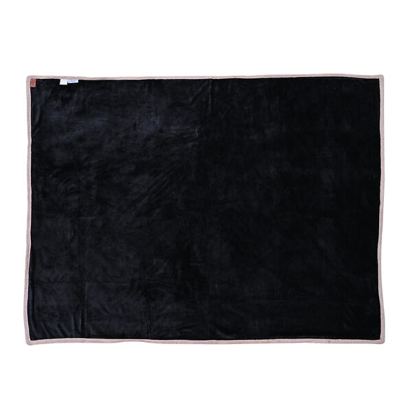 Superweiche Decke aus Sherpa und Flanell, Schwarz-Beige image number 2