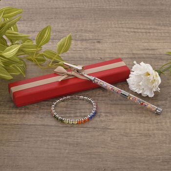 Mehrfarbiger Kristall Schmuckset Reines Messing