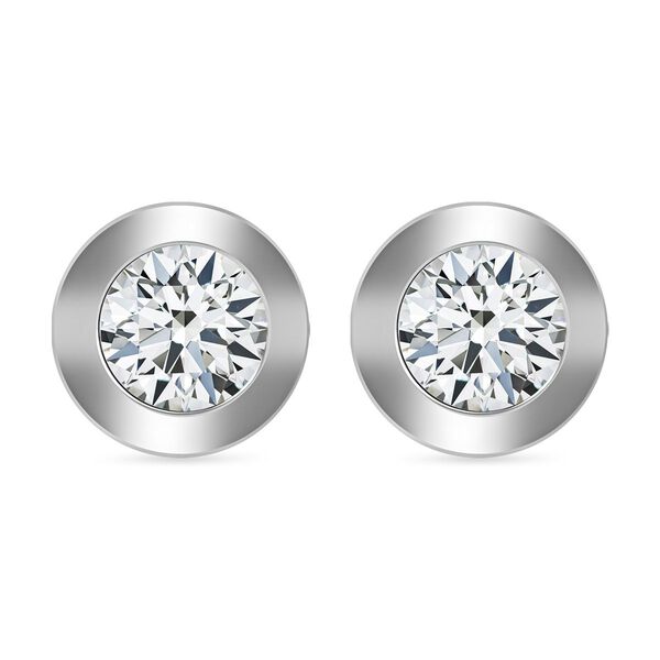 Rundschliff Moissanit Ohrringe, 925 Silber Gelbgold Vermeil ca. 3.51 ct