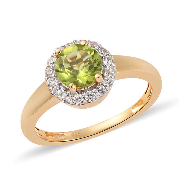 Peridot und Zirkon Ring 925 Silber vergoldet  ca. 1,20 ct image number 4