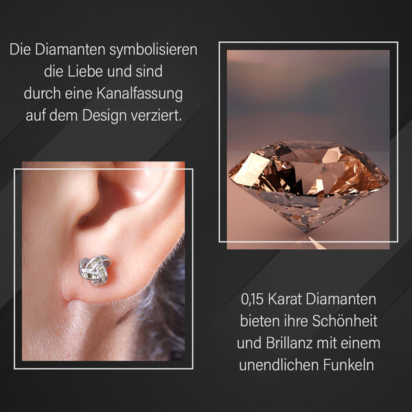 Liebesknoten Champagner Diamant Ohrringe - 0,15 ct. image number 3