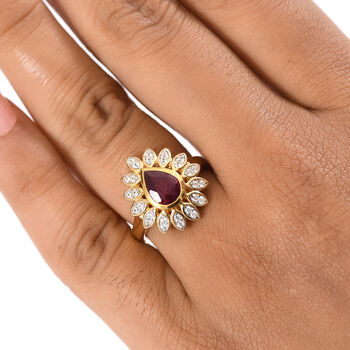 D'Joy Afrikanischer Rubin und Zirkon Ring und Anh&auml;nger