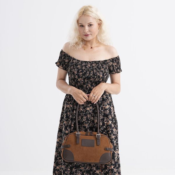 Handtasche aus Echtleder, 35x25x12cm, Braun image number 1