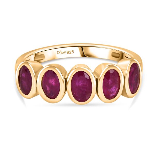 D'Joy Afrikanischer Rubin (Fissure gef&uuml;llt) Ring 925 Silber 750 Gelb Vergoldet (Gr&ouml;&szlig;e 18.00) ca. 1,69 ct