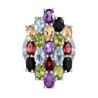 Mehrfarbiger Edelstein-Ring, 925 Silber platiniert (Größe 19.00) ca. 9,45 ct