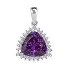 AAA Lab Grown Lila Saphir, Lab Grown Diamant Anhänger 417 Gold ca. 3.87 ct