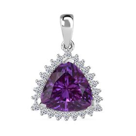 LUXURIANT DIAMOND- zertifiziert und geprüft AAA Labor Lila Saphir und Labor Diamant Anhänger in 417 Weißgold - 3,87 ct.