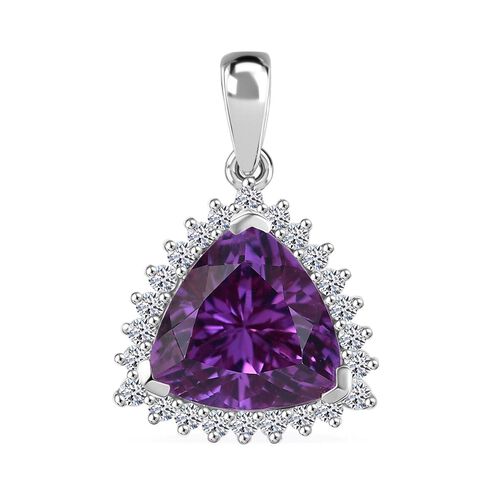 LUXURIANT DIAMOND- zertifiziert und geprüft AAA Labor Lila Saphir und Labor Diamant Anhänger in 417 Weißgold - 3,87 ct. image number 0