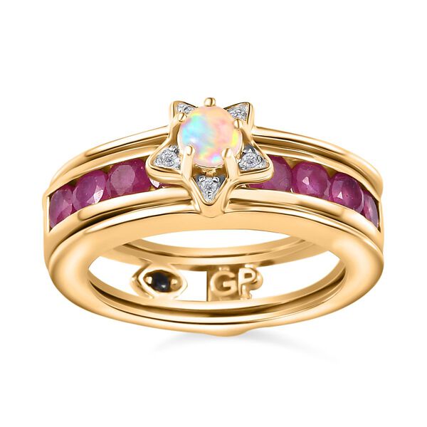 GP Celestial Dream Collection - Afrikanischer Rubin Afrikanischer Rubin und Welo Opal Ring Set, ca. 2,03 ct. image number 5