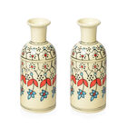 2er Set handbemalte Keramikvasen, 7,5x19 cm, Blumen
