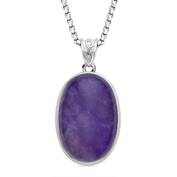 2er Set, Amethyst Anhänger mit Kette, Edelstahl ca. 62.00 ct image number 0