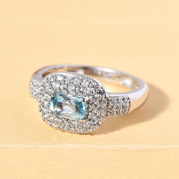 Kambodschanischer blauer und wei&szlig;er Zirkon-Ring - 1,45 ct. image number 2