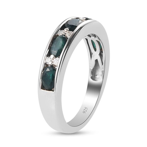 Grandidierit und Zirkon Halber band Ring 925 Silber Platin-&Uuml;berzug image number 5