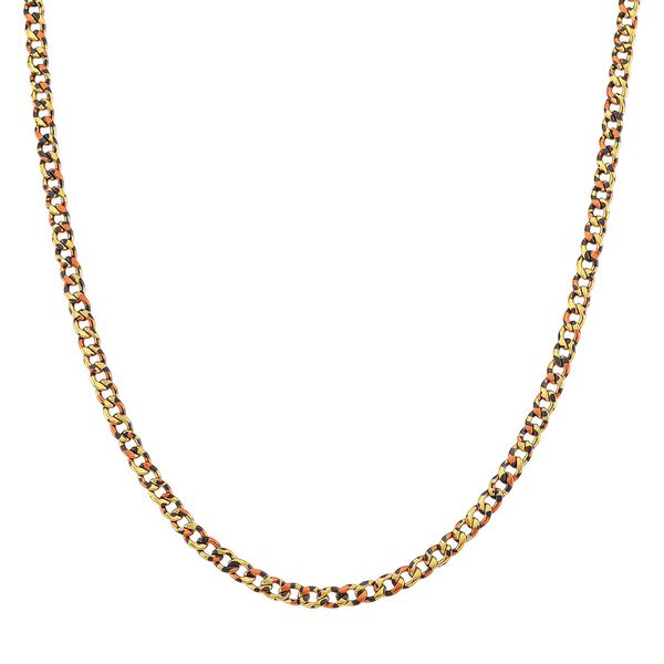 Leoparden-Print Panzer Halskette aus 316L Edelstahl mit Goldplattierung, ca. 50 cm + 5 cm Extender