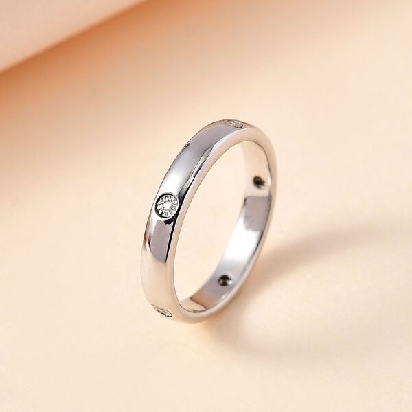 Diamant P Bandring, 925 Silber rhodiniert image number 2