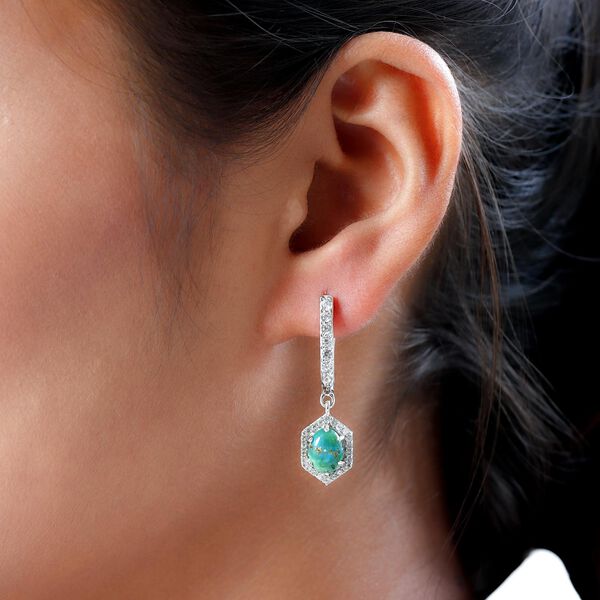 Sierra Nevada T&uuml;rkis und Zirkon-Ohrh&auml;nger, 925 Silber platiniert, 3,69 ct image number 3