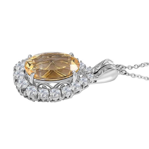 Citrin, wei&szlig;er Zirkon Anh&auml;nger mit Kette im Set, ca. 50 cm, 925 Silber platiniert ca. 15,15 ct image number 4