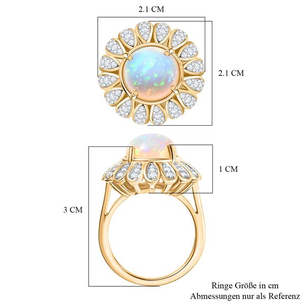 D'Joy AA Natürlicher, äthiopischer Welo Opal, Moissanit Ring 925 Silber 750 Gelbgold Vermeil (Größe 18.00) ca. 2,73 ct image number 6