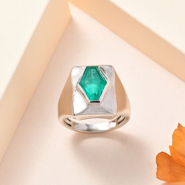 GP Art Déco Kollektion - Smaragd Triplett Quarz und Kanchanaburi blauer Saphir-Ring - 3,48 ct. image number 2