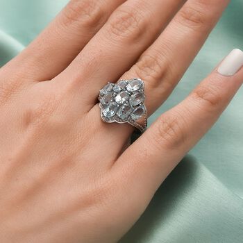Himmelblauer Topas-Ring, (Gr&ouml;&szlig;e 20.00) Edelstahl, ca. 5,08 ct