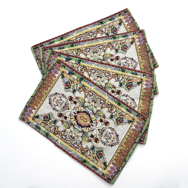 5er Set: Jacquard gewebter Tischl&auml;ufer und 4 Tischsets, Oriental weiss image number 4