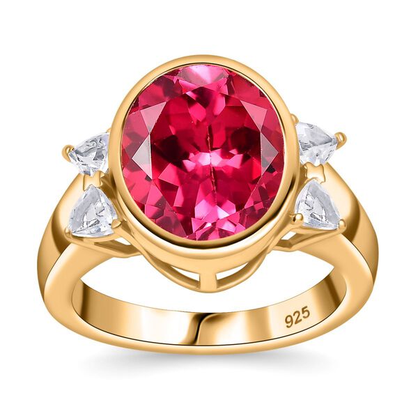 Labor Padparadscha Saphir und weißer Topas-Ring - 7,20 ct. image number 4