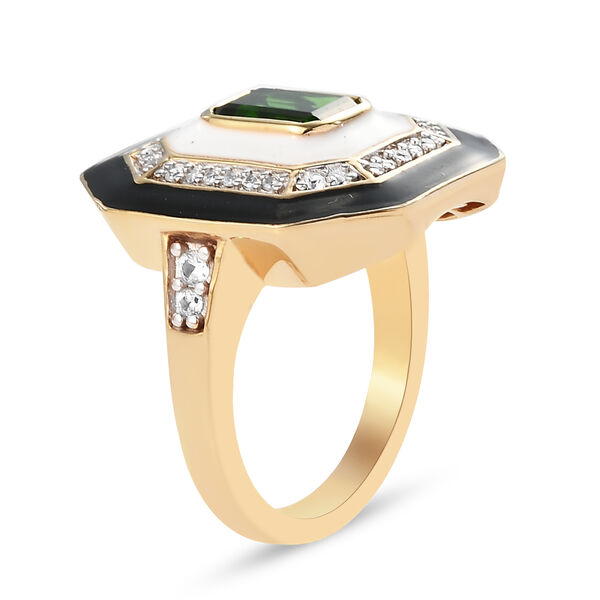 Natürlicher Chromdiopsid und Zirkon-Ring, 925 Silber vergoldet  ca. 1,65 ct image number 5