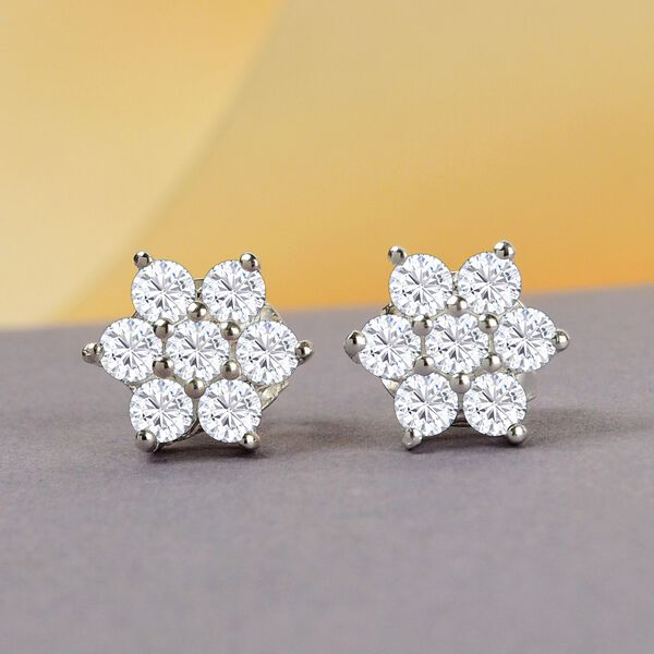 Weiße Zirkon-Ohrringe, 925 Silber ca. 0,98 ct image number 2