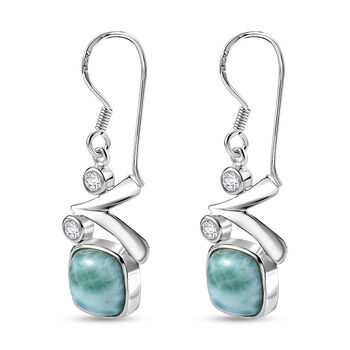 Sajen Silber-Larimar, Wei&szlig;er Topas Ohrringe 925 Silber rhodiniert ca. 5.60 ct