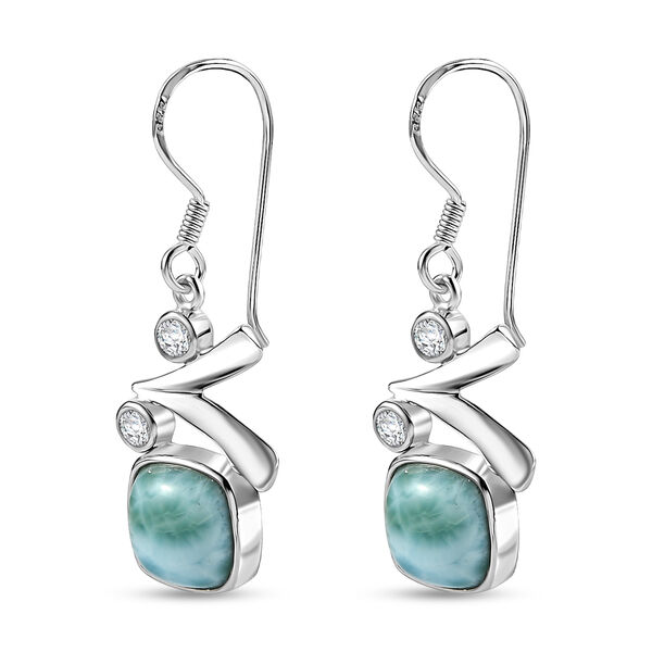 Sajen Silber-Larimar, Wei&szlig;er Topas Ohrringe 925 Silber rhodiniert ca. 5.60 ct image number 3