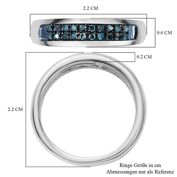 D'Joy Blauer Diamant Ring 925 Silber rhodiniert (Gr&ouml;&szlig;e 18.00) ca. 0.10 ct image number 7