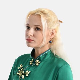 LA MAREY 2er-Set Brokat Seiden-Haarnadel und Ohrringe mit Geschenkbox, Mehrfarbig